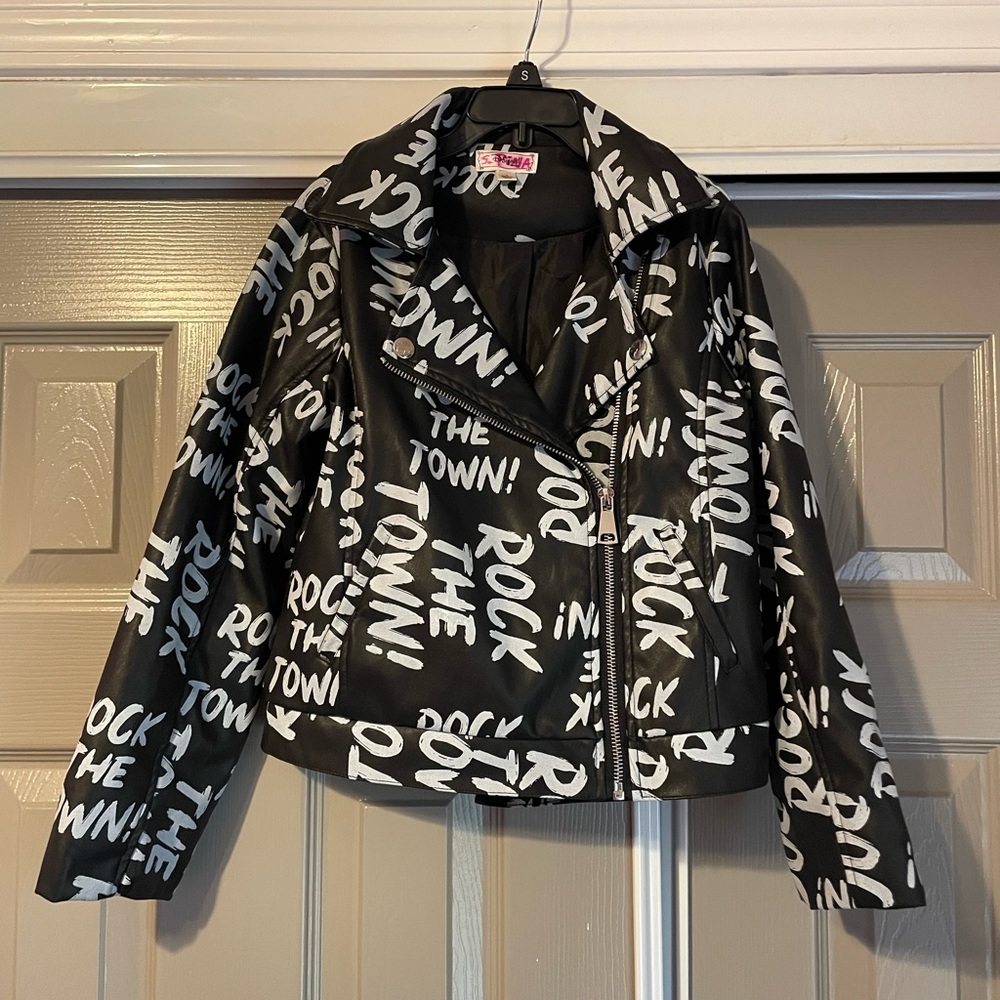 Girls Disney Rock the Town Faux Leather Jacket size S